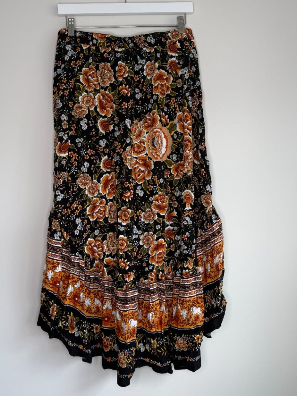 Boho High-Low Floral Skirt - Black Multi - Picture 5 of 7